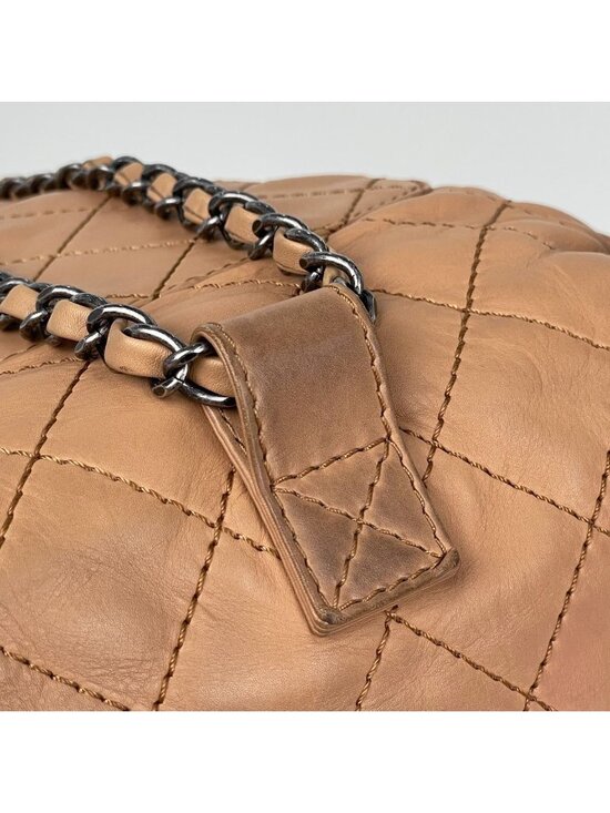 Chanel Backpack CC Logo Quilted Wild Stitch Leather Beige main image 6